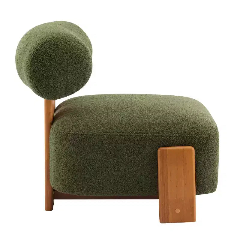 Okak Modern Boucle Armless Lounge Accent Chair with Rolled Backrest,Solid Wood Reading Chair for Living Room,Bedroom