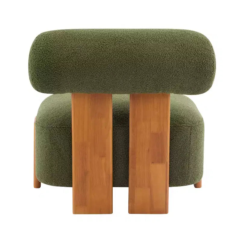 Okak Modern Boucle Armless Lounge Accent Chair with Rolled Backrest,Solid Wood Reading Chair for Living Room,Bedroom