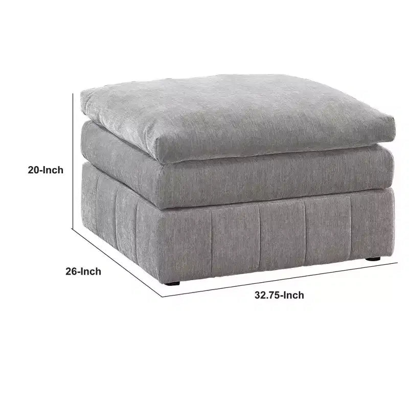 Royal Hampton 33 Inch Modular Ottoman, Three Layer Plush Cushioned Seat, Gray