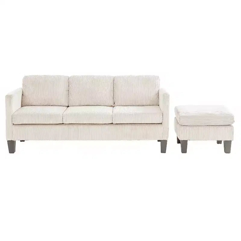 GDFStudio Xylia Modern 67.32'' L-Shaped Corduroy Upholstered 3-Seater Sofa with Storage Ottoman