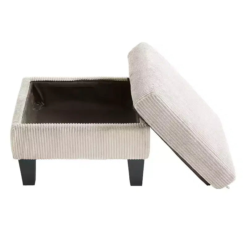 GDFStudio Xylia Modern 67.32'' L-Shaped Corduroy Upholstered 3-Seater Sofa with Storage Ottoman