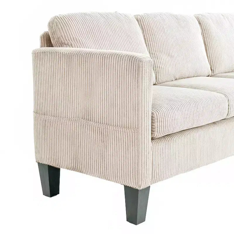 GDFStudio Xylia Modern 67.32'' L-Shaped Corduroy Upholstered 3-Seater Sofa with Storage Ottoman