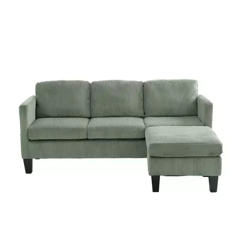 GDFStudio Xylia Modern 67.32'' L-Shaped Corduroy Upholstered 3-Seater Sofa with Storage Ottoman