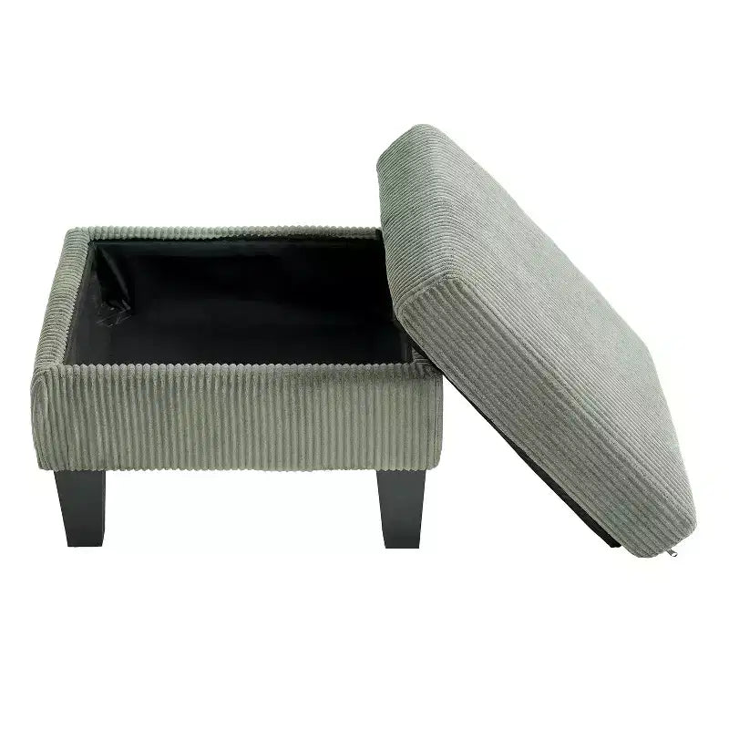 GDFStudio Xylia Modern 67.32'' L-Shaped Corduroy Upholstered 3-Seater Sofa with Storage Ottoman