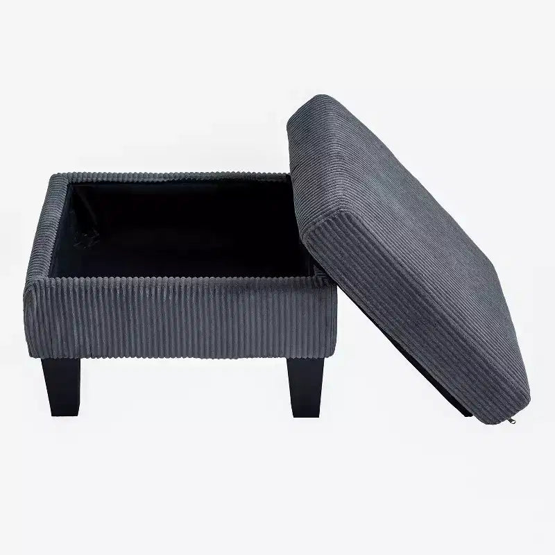 GDFStudio Xylia Modern 67.32'' L-Shaped Corduroy Upholstered 3-Seater Sofa with Storage Ottoman