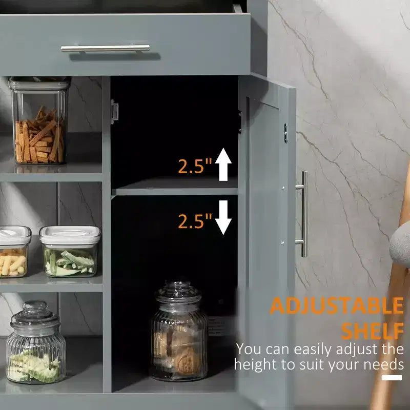 Kitchen Island Cart, Rolling Kitchen Island with Storage Shelf, Solid Wood Top, Drawer, for Dining Room