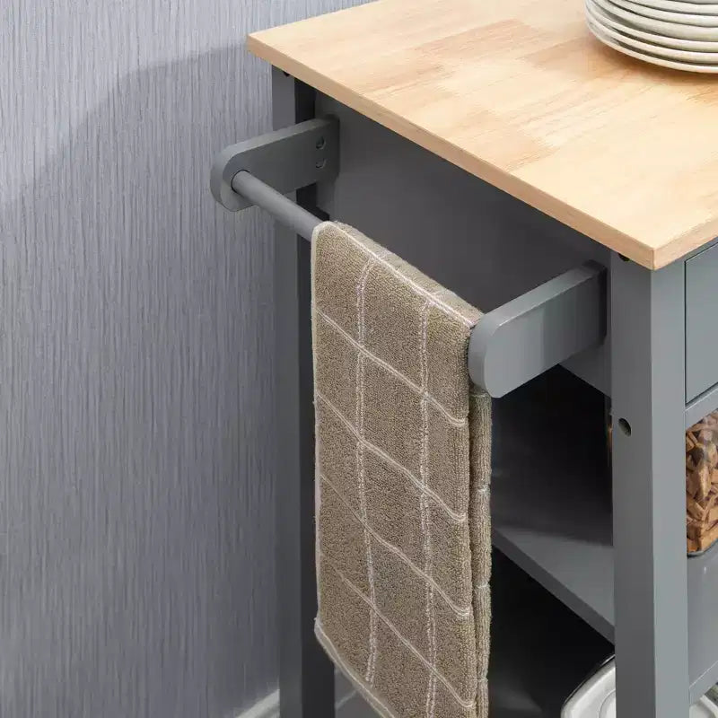 Kitchen Island Cart, Rolling Kitchen Island with Storage Shelf, Solid Wood Top, Drawer, for Dining Room