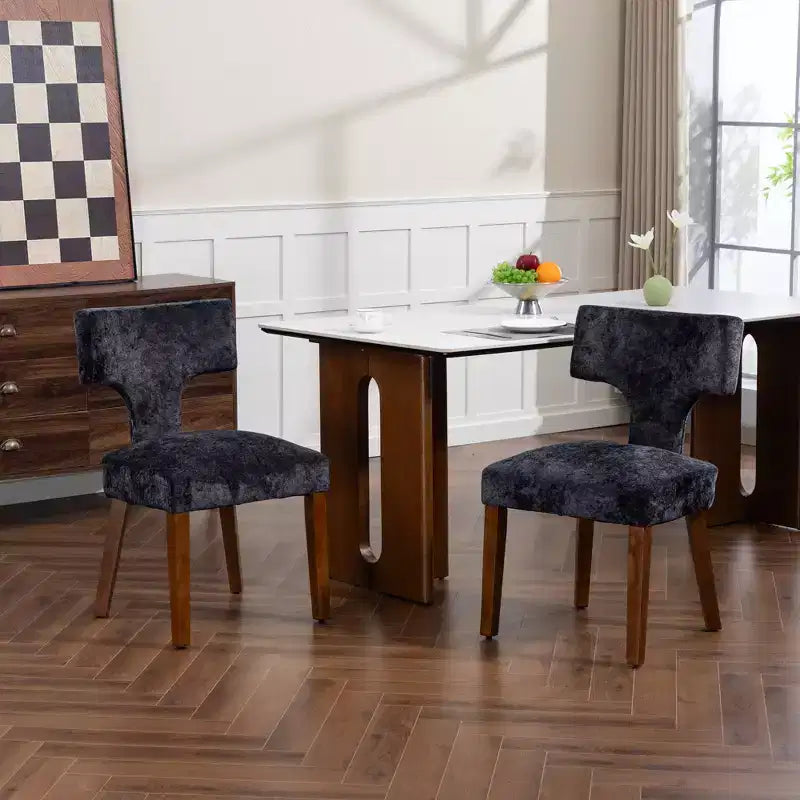 Furniliving Mid Century Modern Dining Chairs Set of 2, Farmhouse Chenille Fabric Upholstered Accent Chair,Kitchen Chairs with Hardwood Frame