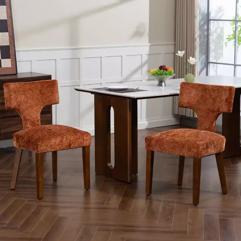 Furniliving Mid Century Modern Dining Chairs Set of 2, Farmhouse Chenille Fabric Upholstered Accent Chair,Kitchen Chairs with Hardwood Frame