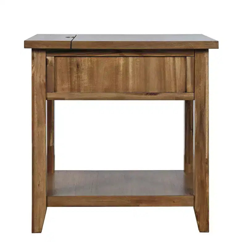 Jofran,Claremont Transitional Rustic Wood USB Charging End Table with Storage