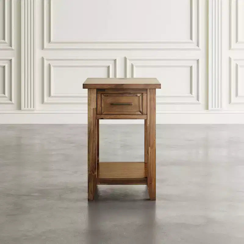 Jofran,Claremont Transitional Rustic Wood USB Charging End Table with Storage