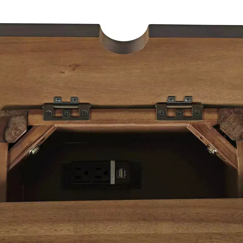 Jofran,Claremont Transitional Rustic Wood USB Charging End Table with Storage