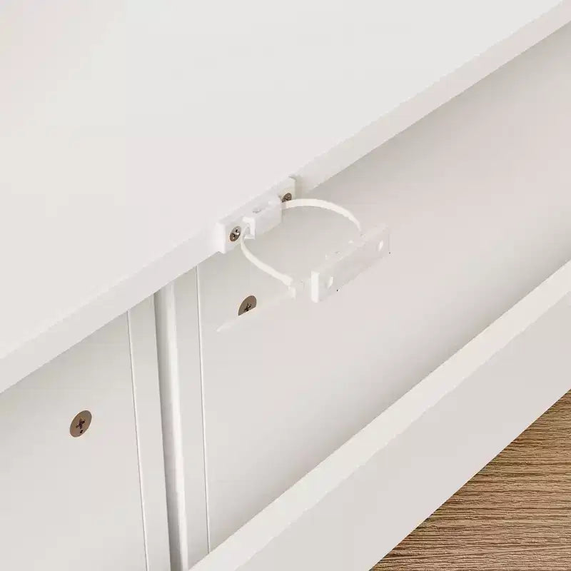 Famapy White Kids Storage Bookshelf Toy Storage Cabinet Sliding Door + Rolling Bins + Multi-Tier Shelves