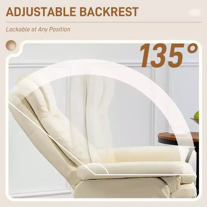 PU Leather Recliner Chair with Ottoman, Swivel Recliner and Ottoman with Round Wrapped Base for Living Room