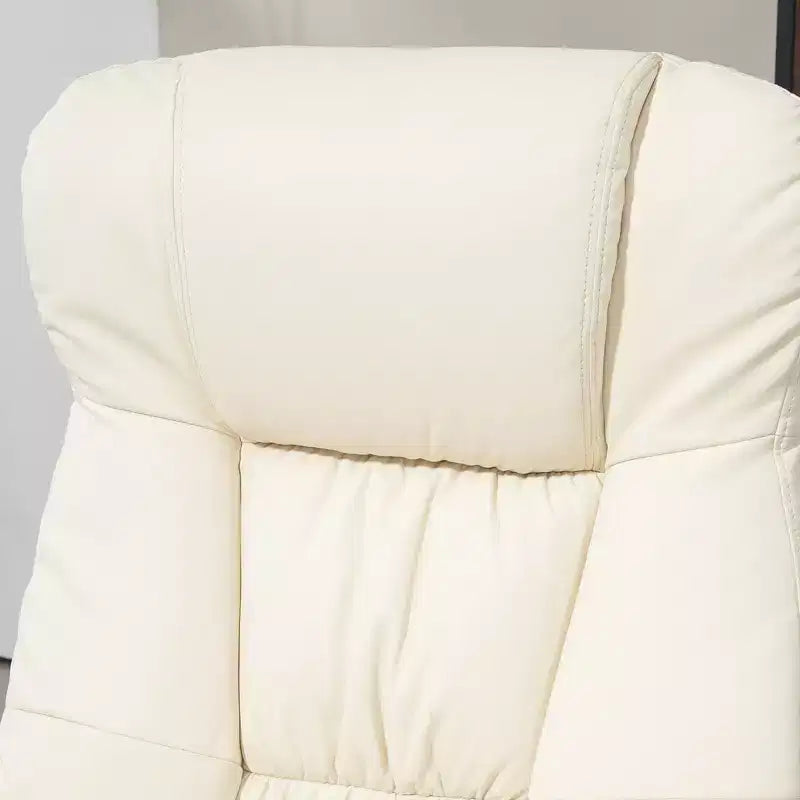PU Leather Recliner Chair with Ottoman, Swivel Recliner and Ottoman with Round Wrapped Base for Living Room