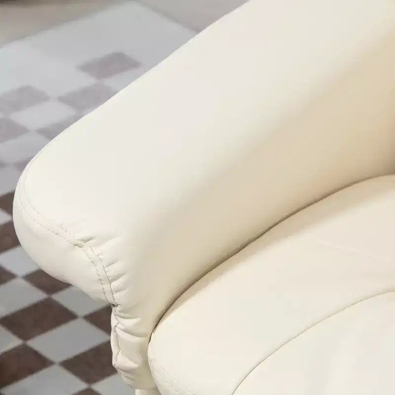 PU Leather Recliner Chair with Ottoman, Swivel Recliner and Ottoman with Round Wrapped Base for Living Room