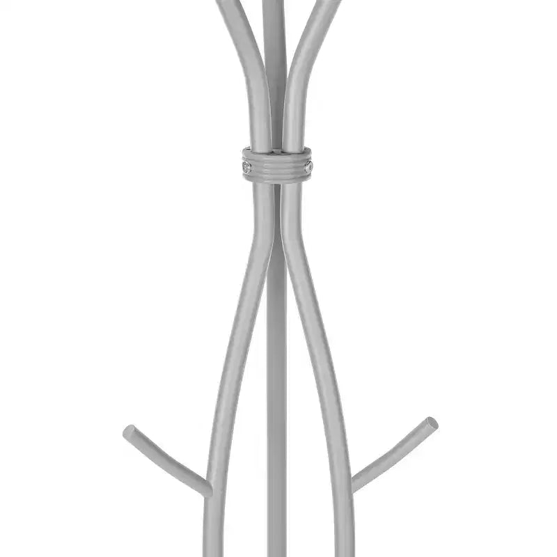 Okak Modern Freestanding Coat Rack with 11 Hooks, Hammered Metal Hall Tree with Unique Design, Coat Tree for Living Room, Bedroom, Silver