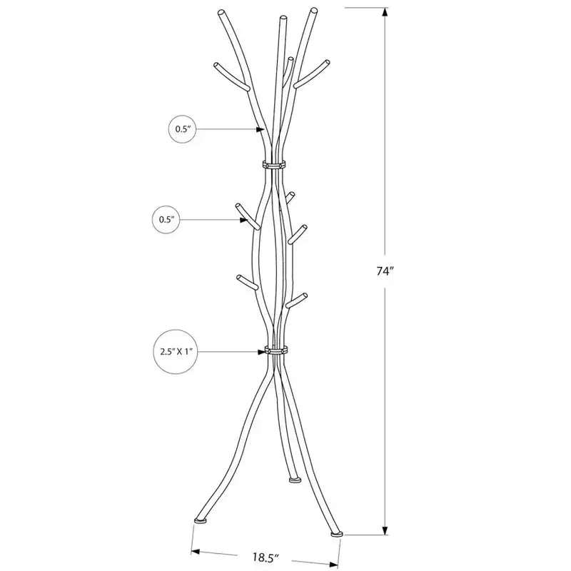 Okak Modern Freestanding Coat Rack with 11 Hooks, Hammered Metal Hall Tree with Unique Design, Coat Tree for Living Room, Bedroom, Silver