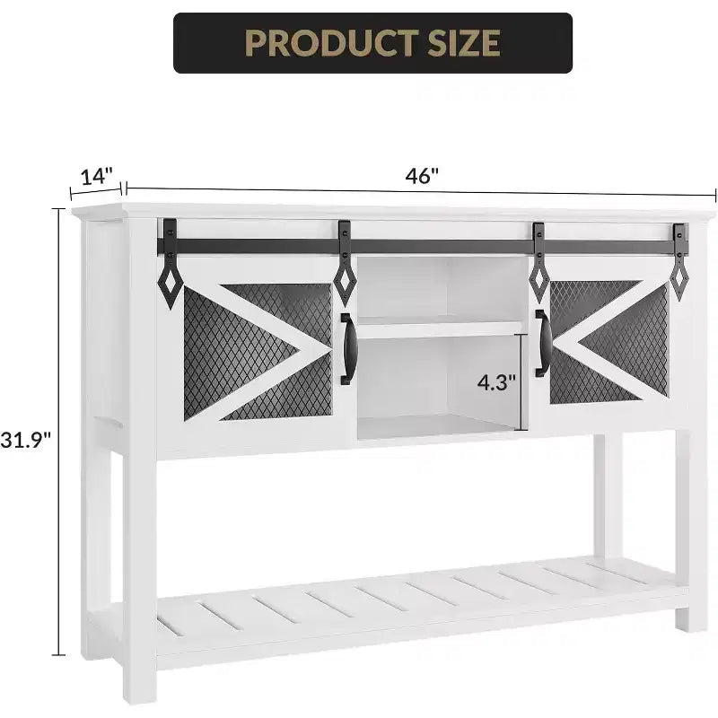 COZONY Farmhouse Entryway Table with Sliding Barn Doors, Industrial Console Table with Storage