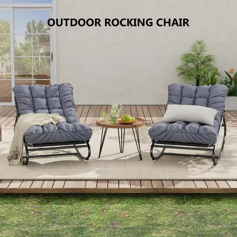 Modern Rocking Chair for Adults, Oversized Egg Chair with Adjustable Tilt & Removable Cushion, Upholstered Rocker Chair for Living Room,Patio