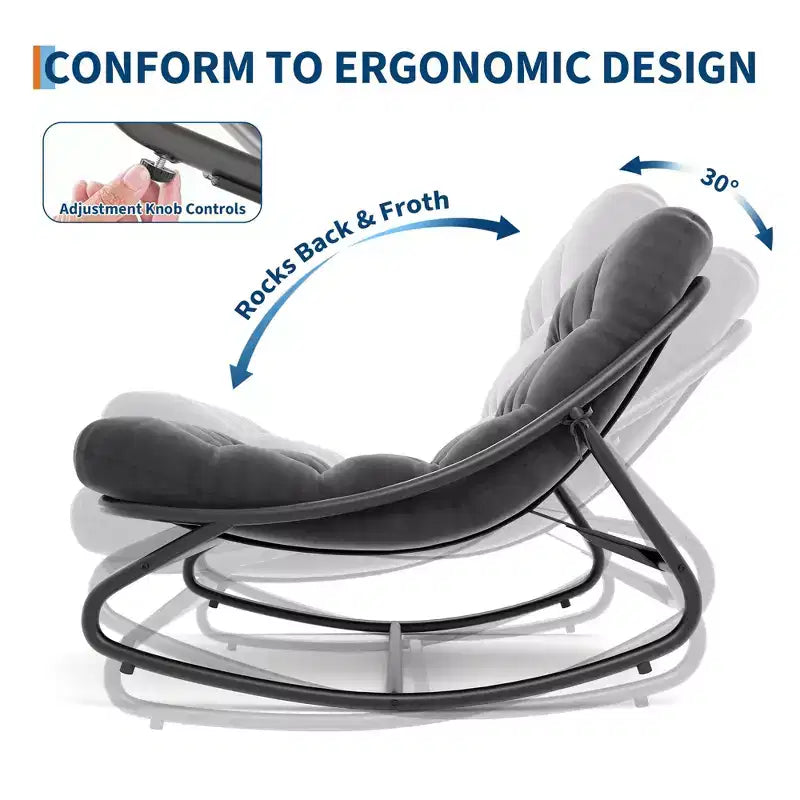 Modern Rocking Chair for Adults, Oversized Egg Chair with Adjustable Tilt & Removable Cushion, Upholstered Rocker Chair for Living Room,Patio
