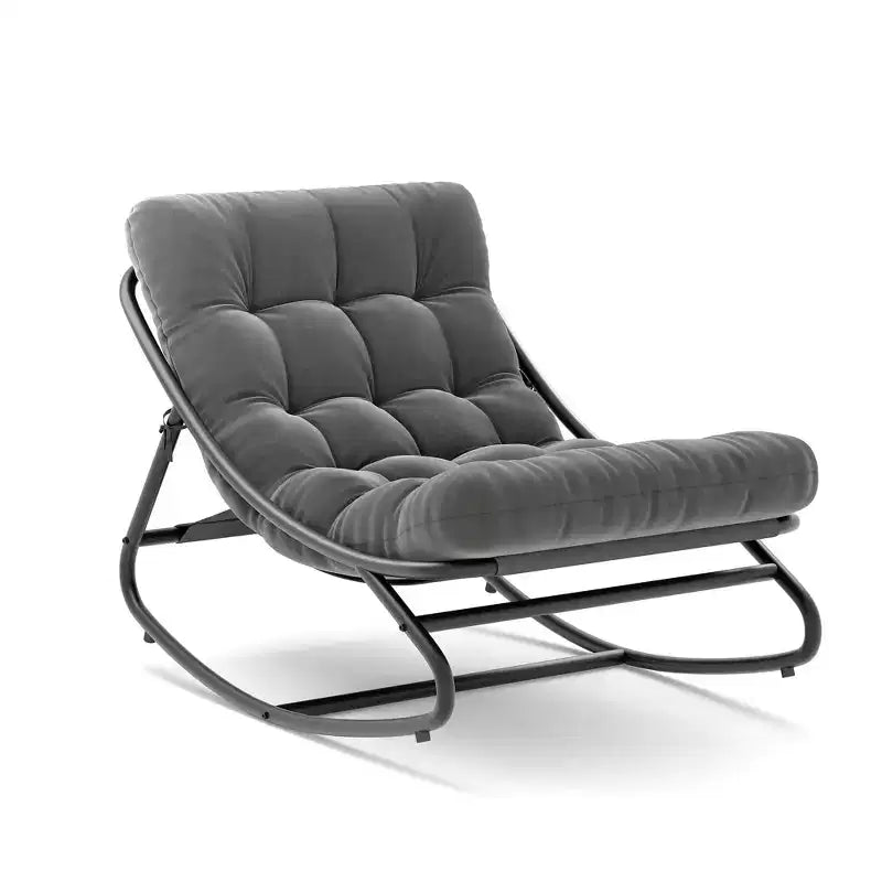 Modern Rocking Chair for Adults, Oversized Egg Chair with Adjustable Tilt & Removable Cushion, Upholstered Rocker Chair for Living Room,Patio
