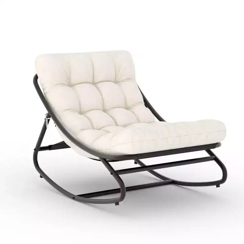 Modern Rocking Chair for Adults, Oversized Egg Chair with Adjustable Tilt & Removable Cushion, Upholstered Rocker Chair for Living Room,Patio