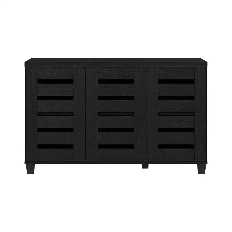 Galano 3-Door 16-Pair Shoe Storage Cabinet with Adjustable Shelves in Black Oak 45.3 W  13 D  28 H