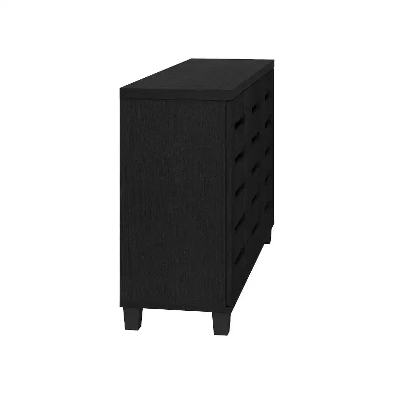 Galano 3-Door 16-Pair Shoe Storage Cabinet with Adjustable Shelves in Black Oak 45.3 W  13 D  28 H