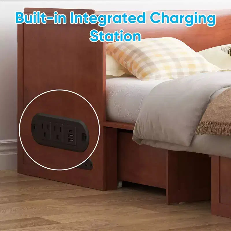 Mjkone Queen Size Murphy Bed with Charging Station & Storage Drawer,Space-Saving Design,Optional Mattress