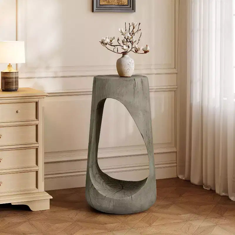 MAYEERTY 1 Pack Modern Hollow MGO End Table, Artistic Side Table for Living Room, Bedroom, Outdoor Patio