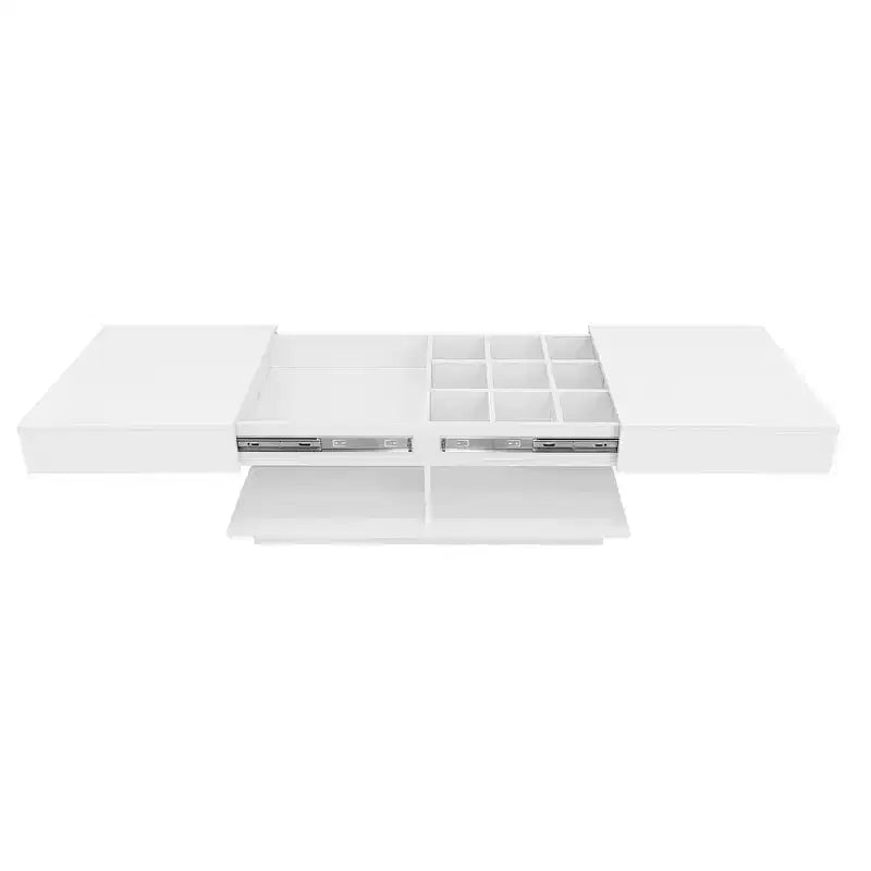 Modern Extendable Coffee Table with Storage, Adjustable Rectangle Center Table with Hidden Space for Living Room