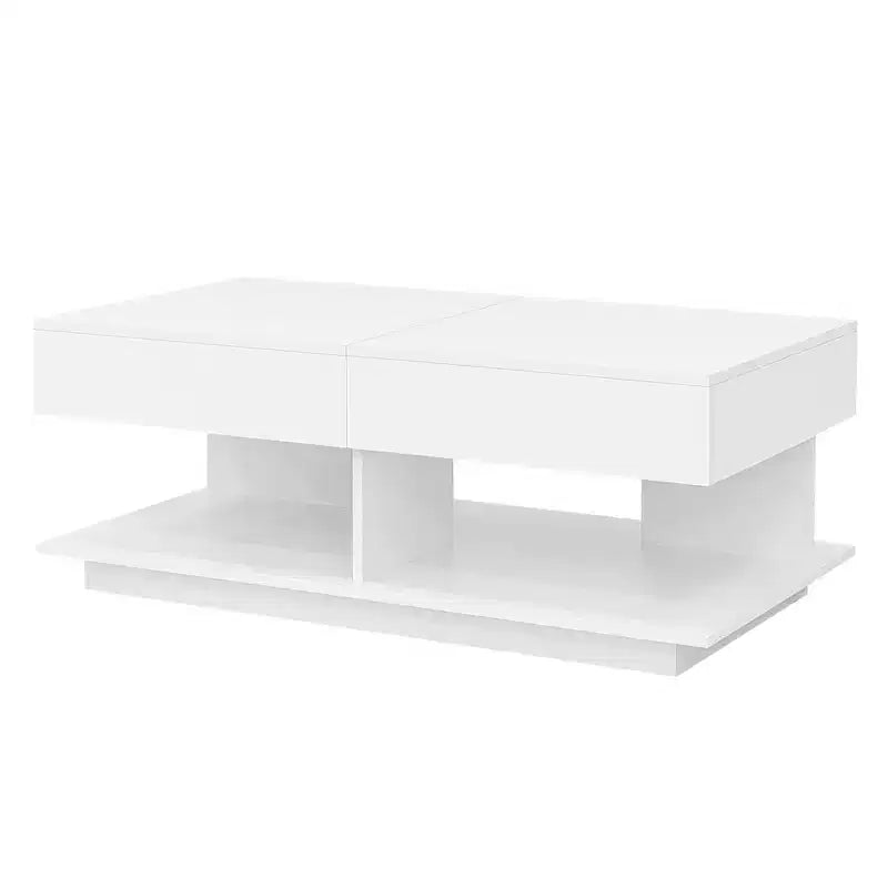 Modern Extendable Coffee Table with Storage, Adjustable Rectangle Center Table with Hidden Space for Living Room