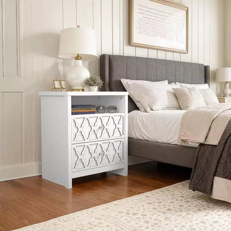 Galano 2-Drawer Nightstand with Open Shelf 22.8 W  15.7 D  26.8 H