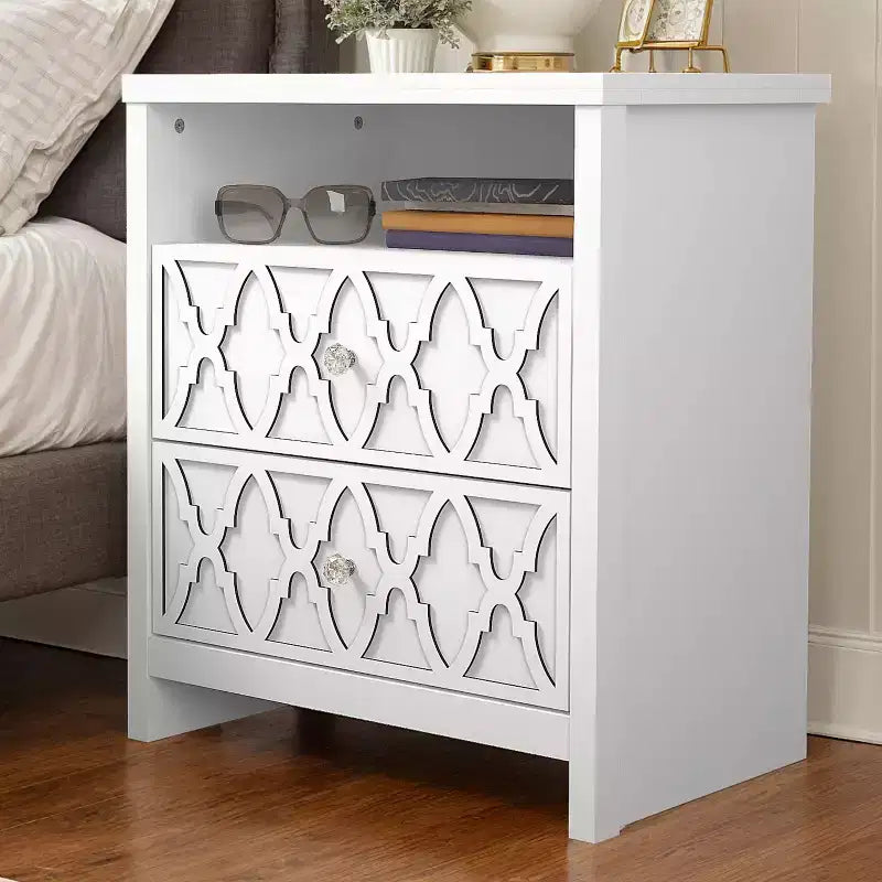 Galano 2-Drawer Nightstand with Open Shelf 22.8 W  15.7 D  26.8 H