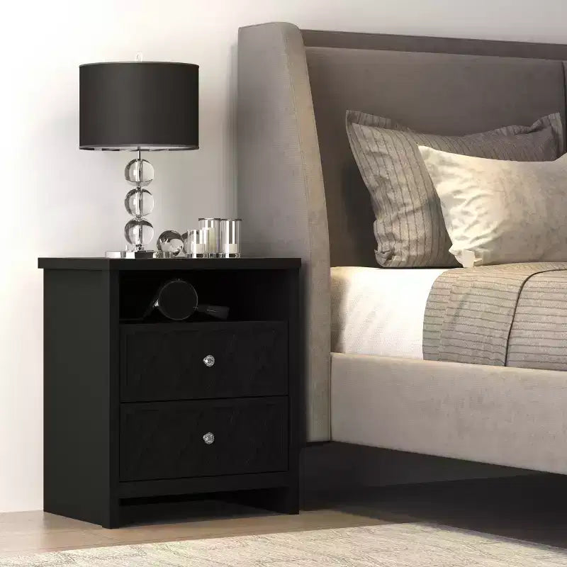 Galano 2-Drawer Nightstand with Open Shelf 22.8 W  15.7 D  26.8 H