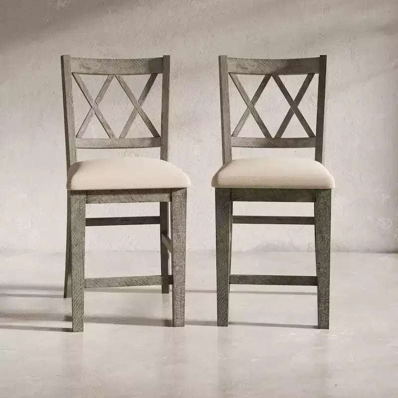 Jofran, Telluride Rustic Farmhouse Solid Wood Upholstered Counter Stool (Set of 2)