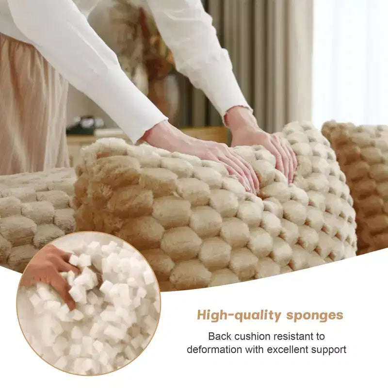 114 U-Shaped Modular Sofa Flannelette 3-Seater Ottoman Buckle No Assembly Light Camel
