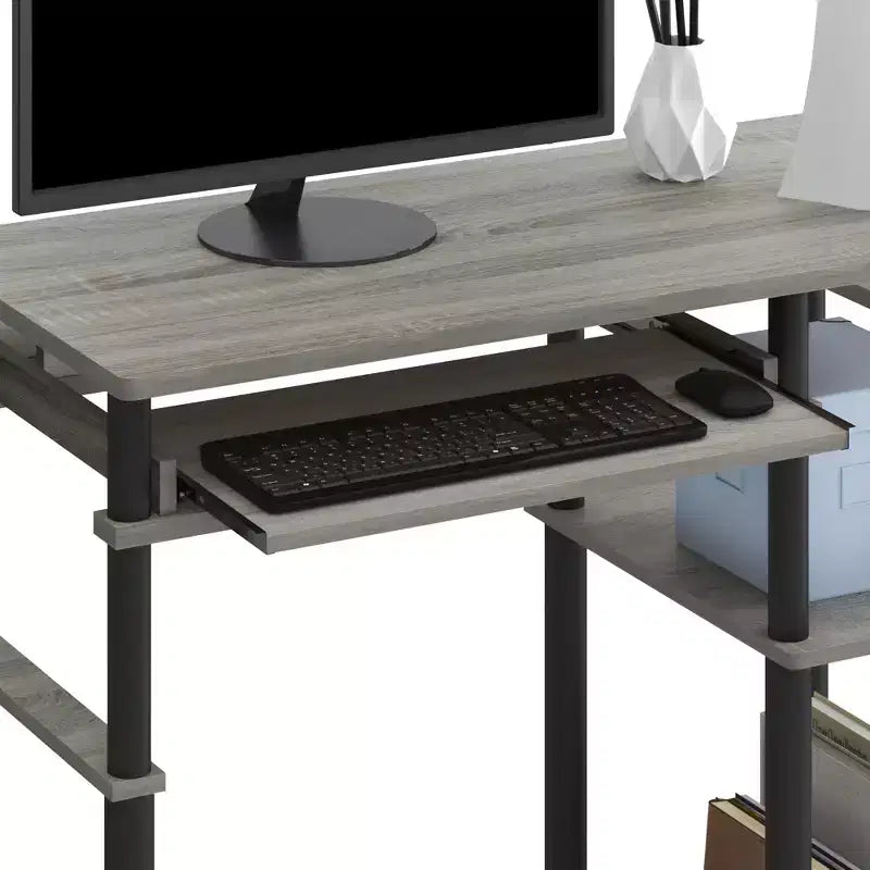 HOMLUX 31 Computer Desk with Storage Shelf & Sliding Keyboard Tray & Power Strip Holder