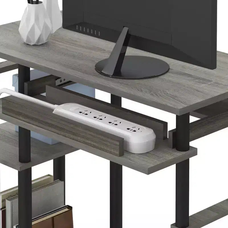 HOMLUX 31 Computer Desk with Storage Shelf & Sliding Keyboard Tray & Power Strip Holder