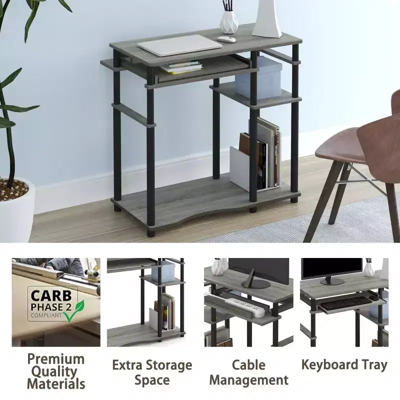 HOMLUX 31 Computer Desk with Storage Shelf & Sliding Keyboard Tray & Power Strip Holder