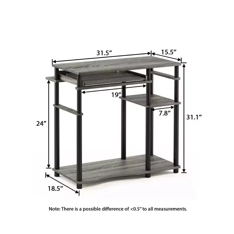 HOMLUX 31 Computer Desk with Storage Shelf & Sliding Keyboard Tray & Power Strip Holder