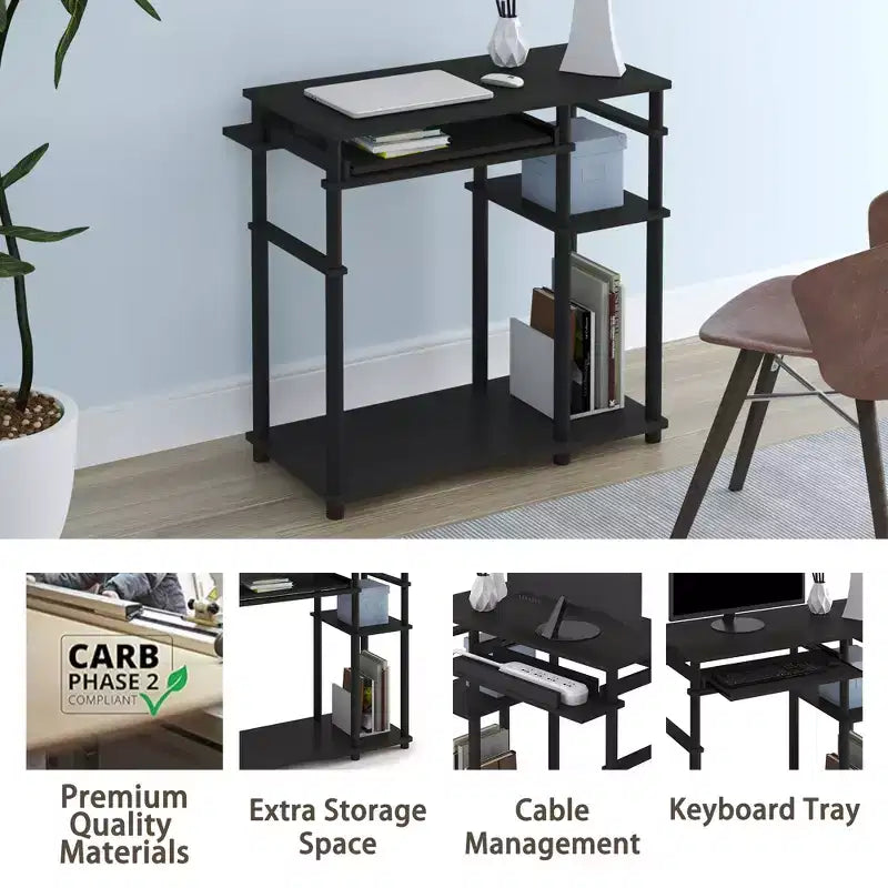 HOMLUX 31 Computer Desk with Storage Shelf & Sliding Keyboard Tray & Power Strip Holder