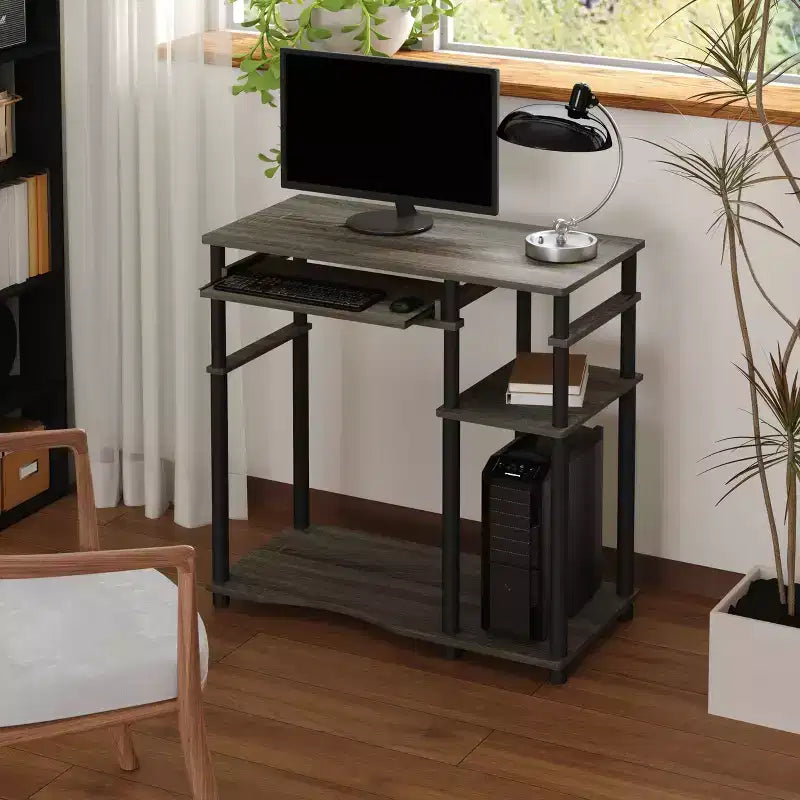 HOMLUX 31 Computer Desk with Storage Shelf & Sliding Keyboard Tray & Power Strip Holder