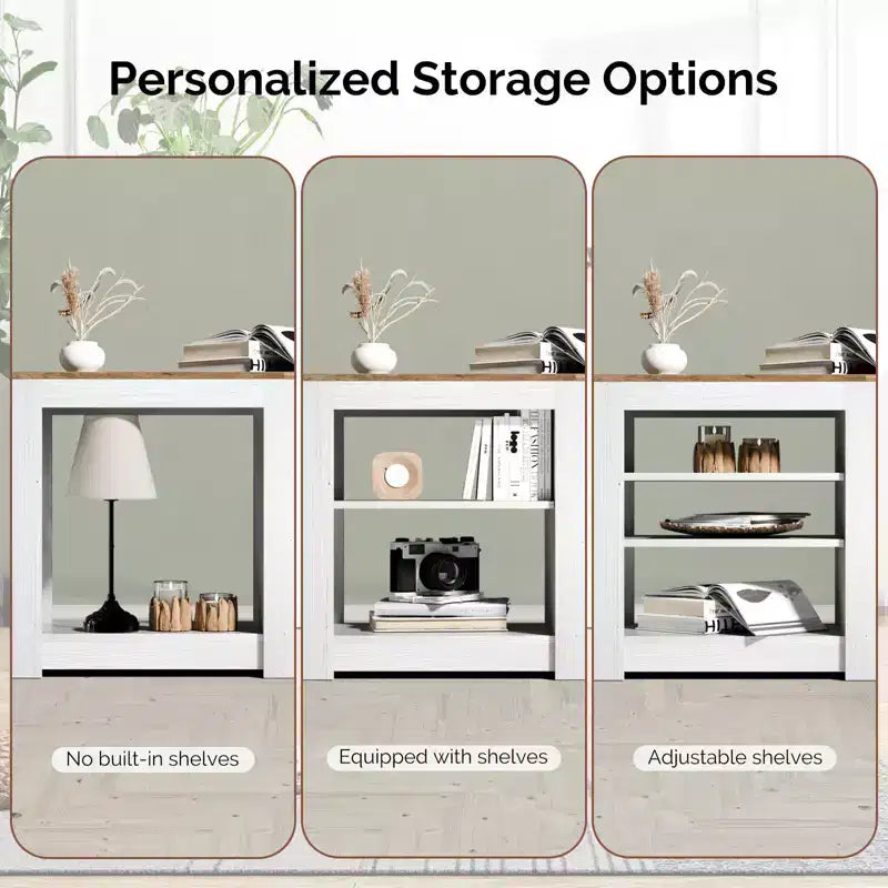 Farmhouse 70'' TV Stand For Tvs Up To 70'' With 23'' Electric Fireplace and Adjustable Shelves