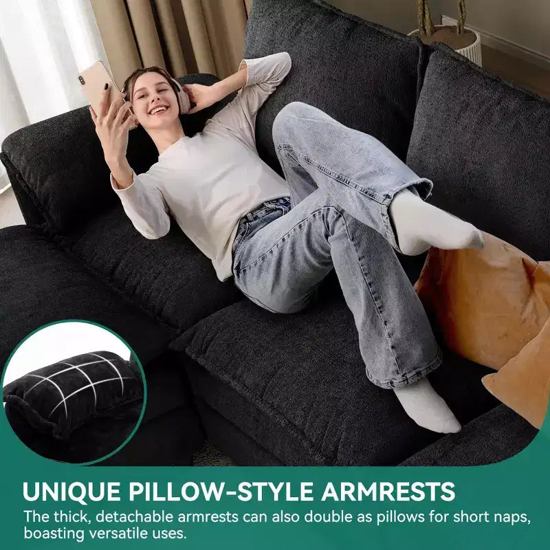 Sectional Sofa Couches L-Shape Upholstered Cloud Couch Sofa Couch Set With Ottomans 2 Seats Comfy Couch No Assembly