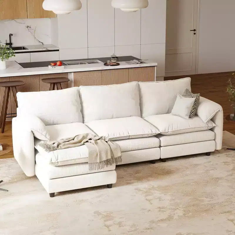 Sectional Sofa Couches L-Shape Upholstered Cloud Couch Sofa Couch Set With Ottomans 2 Seats Comfy Couch No Assembly