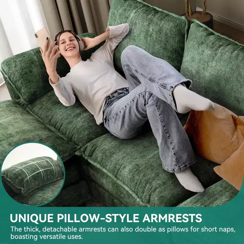 Sectional Sofa Couches L-Shape Upholstered Cloud Couch Sofa Couch Set With Ottomans 2 Seats Comfy Couch No Assembly