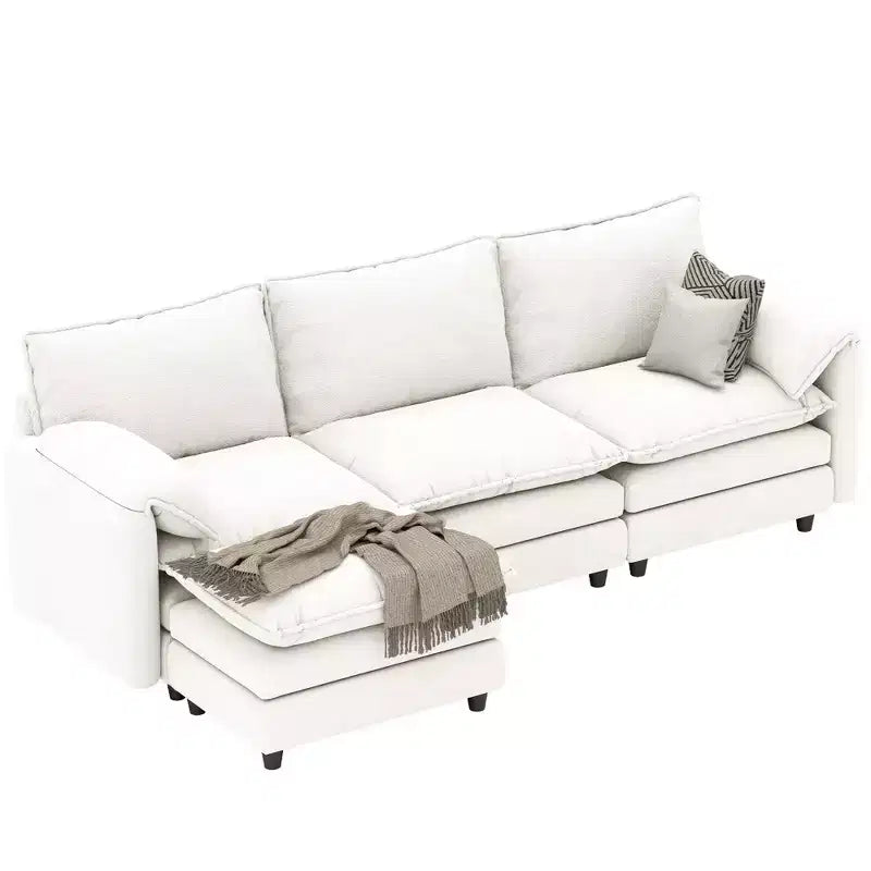 Sectional Sofa Couches L-Shape Upholstered Cloud Couch Sofa Couch Set With Ottomans 2 Seats Comfy Couch No Assembly