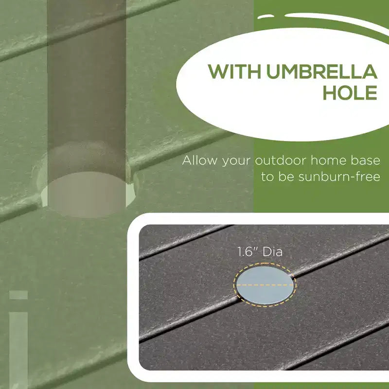 Aluminum Frame Round Patio Table with Umbrella Hole, Outdoor Dining Table for 4 People